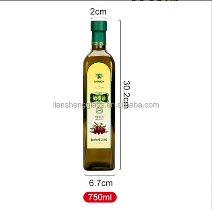 Sealing Type Pull Ring Square Clear Glass 250ml 500ml Olive Oil Bottle With Lid