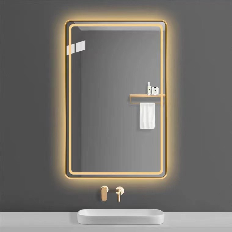 5mm Square Rectangle LED Bathroom Mirrors 3 Colors Wall Mounted Type