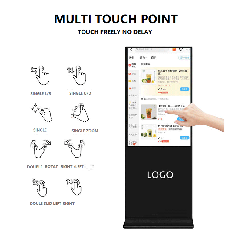 Outdoor Floor Standing Hanging Touch Screen Digital Media Player Marketing Lcd Advertising Display Equipment Hd 1080p Indoor SDK