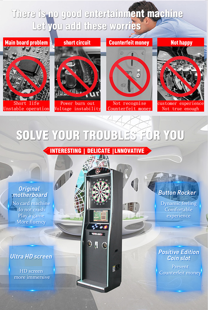Metal Material Coin Operated Electronic Dart Machine For 4 Players