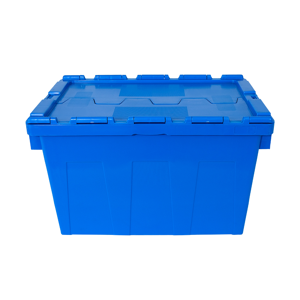 600x400x360mm PP Attached Lid Plastic Moving Crate for and Organized Storage Solution