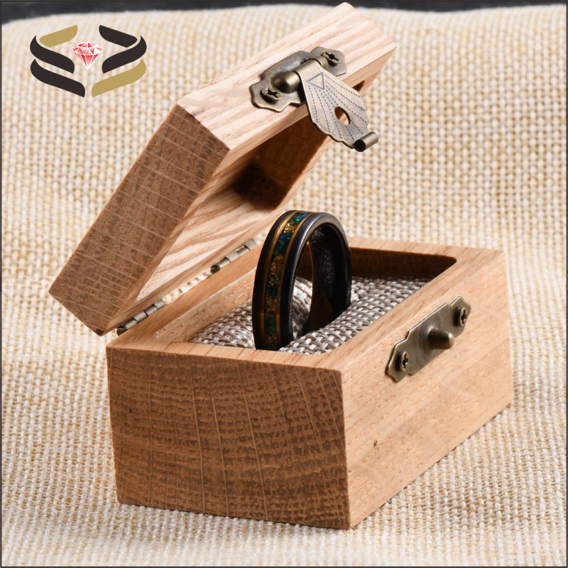 Whiskey Barrel Wood Ring Box Customizable 60*40*36mm OEM/ODM