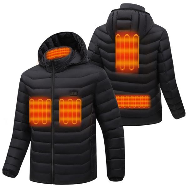 5 Zones Electric Heated Coat Waterproof Nylon Fabric Outcoat 3 Level Temperature