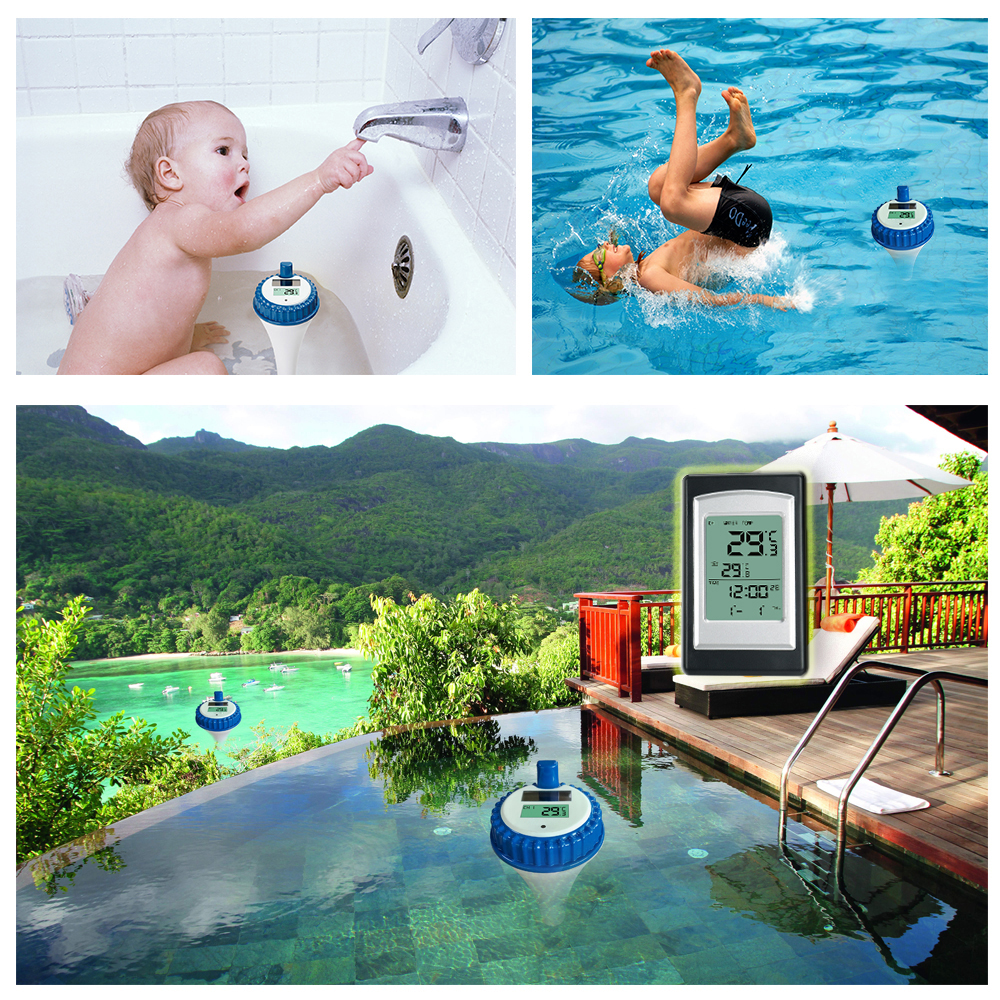 Remote Wireless Floating Pool Thermometer With Solar Energy Power Supply And Display