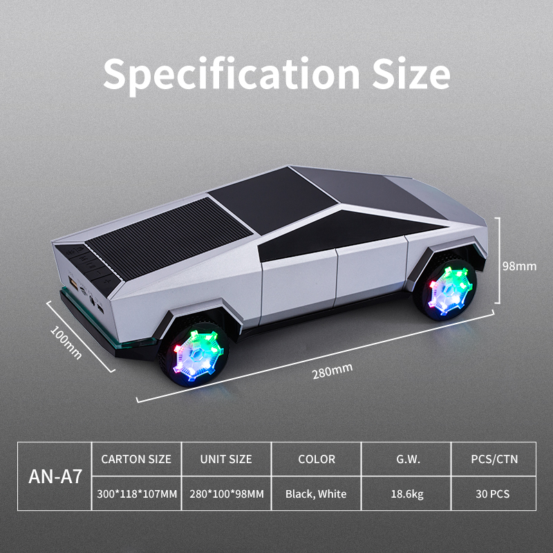 Tesla Cybertruck Pickuptruck Car Shape Speaker BT Wireless FM Music Player Car Speaker With Radio