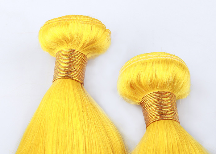 Yellow Single Drawn Virgin Human Hair Extensions No Tangle And No Shedding