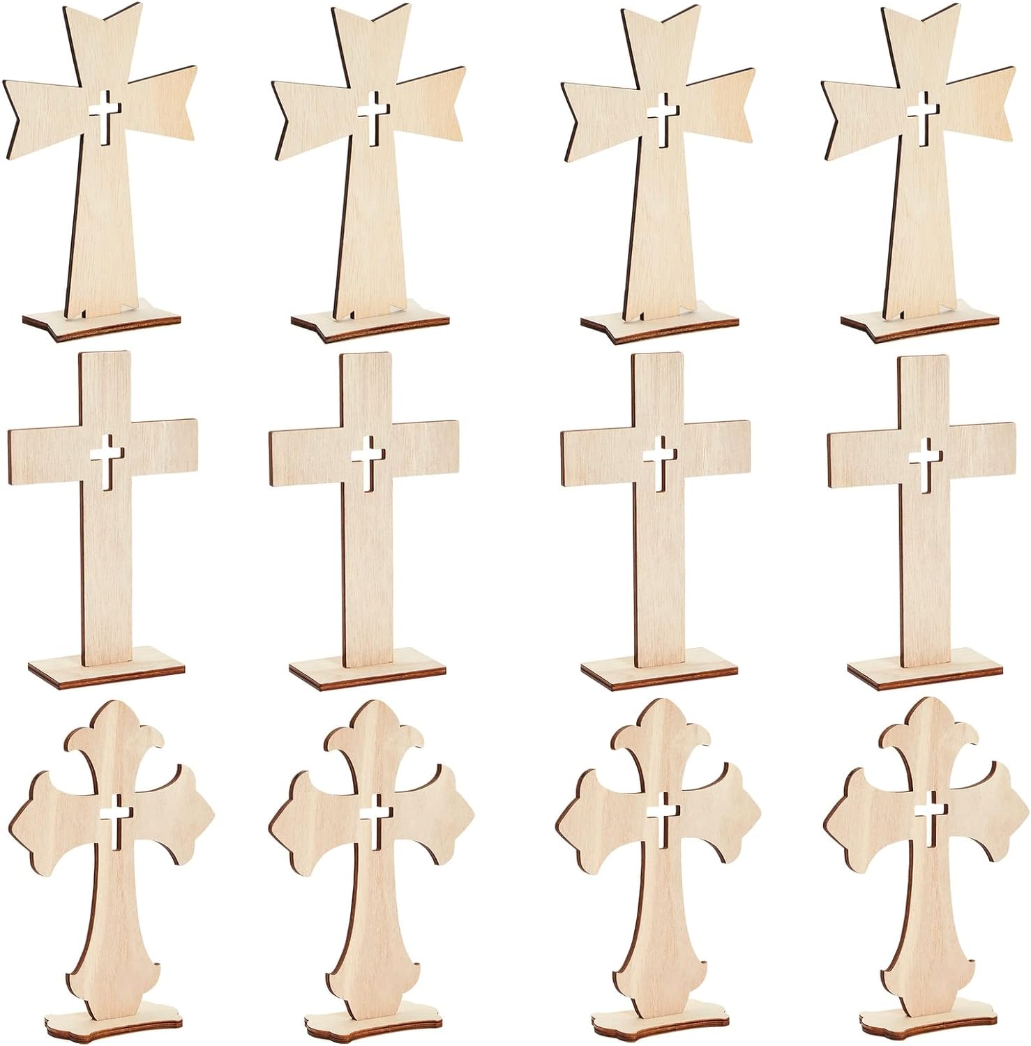 Customized Christmas Nativity Wooden Cross Unfinished Wood Tabletop Cross for Crafts Standing