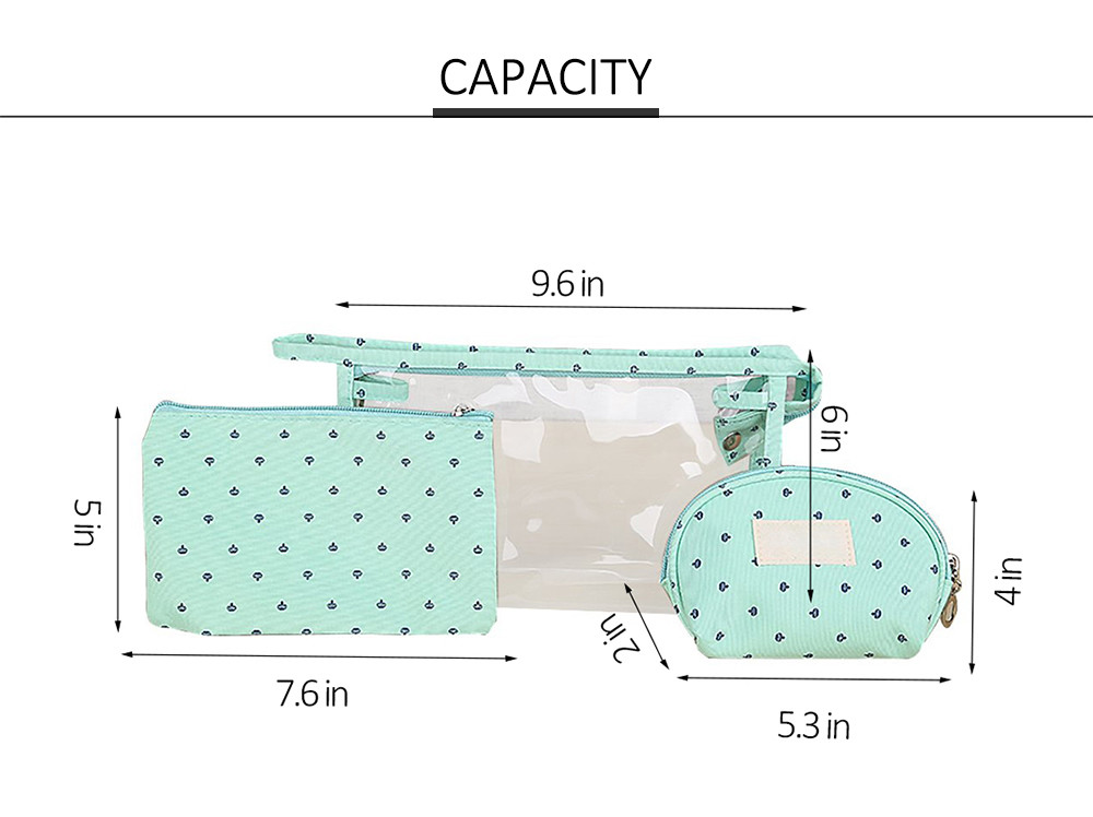 Women Portable Canvas Plastic Travel Toiletry Pouch Set
