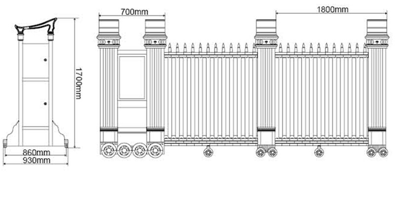 Aluminum Alloy Automatic Retractable Gate Electric Operated Fingerprint Control