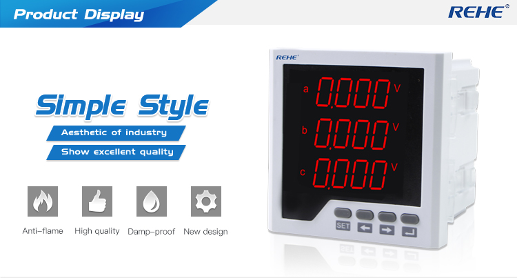 High quality 96*96mm True RMS Three Phase Digital LED Display Full-Screen Multi-function Meter