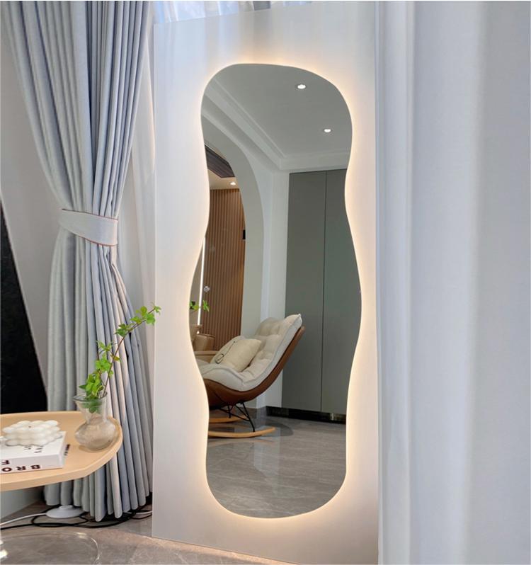 Asymmetrical Backlit Tall Lighted Mirror Floor Length Custom