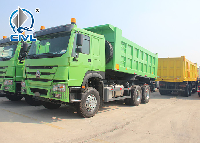 Sinotruk Howo Dump Truck 6x4 371 HP 10 Wheels With LHD 50 Tons 20 - 30 CBM Bucket Tipper Truck green color