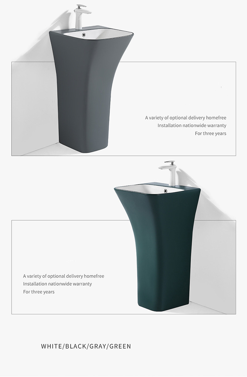 Bathroom Pedestal Sanitary Ware Basin 12L Free Standing Wash Basin