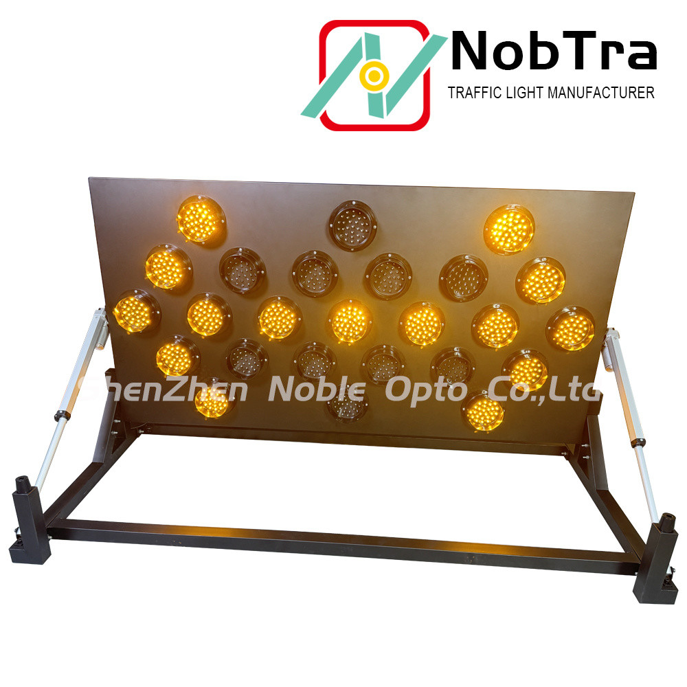 Solar Battery LED Arrow Sign Board with 25 Amber LEDs for Vehicle or Trailer Mount