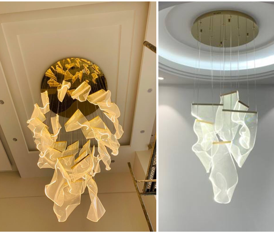 Top Luxury Crystal Staircase Chandelier Lighting Villa Lobby Hotel Project Large Chandelier(WH-NC-56)