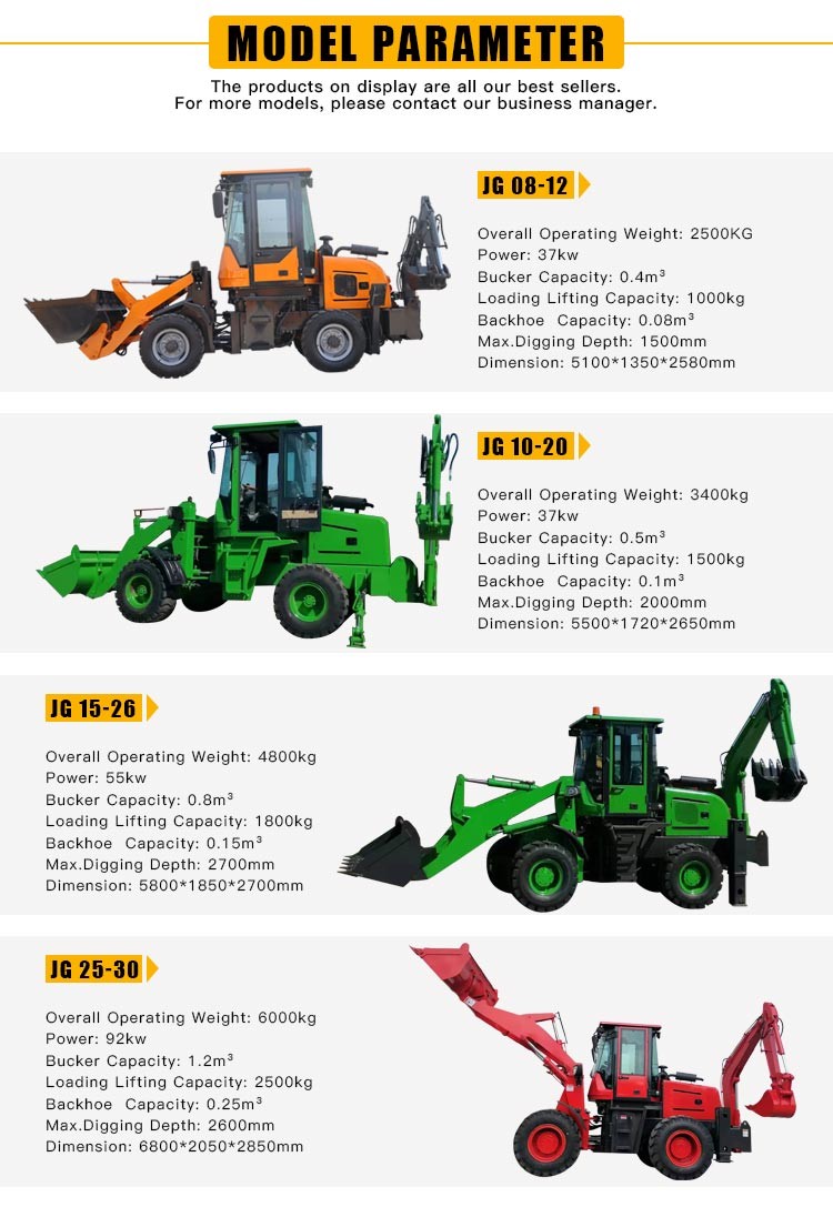 4x4 Wheel Drive 400kg-2.5ton Mini Tractor Backhoe Loader Towable With Snow Shovel