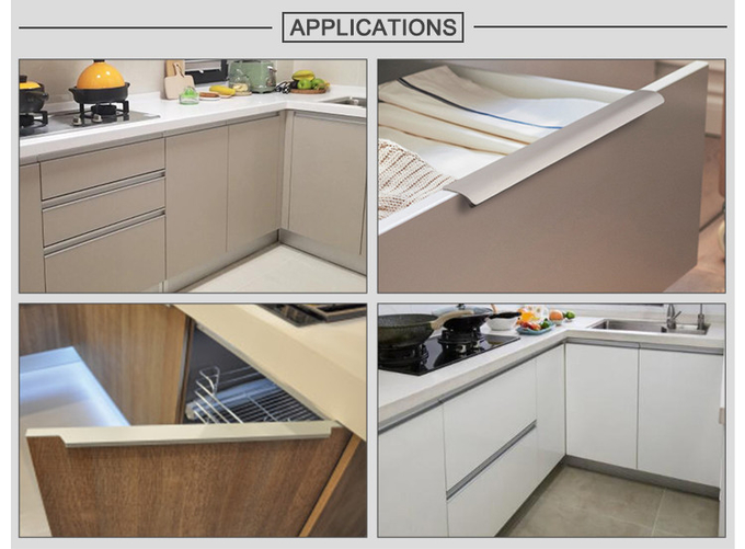 Kitchen Cabinet Aluminum Handle Profile Customized 6063 T5 Extrusions