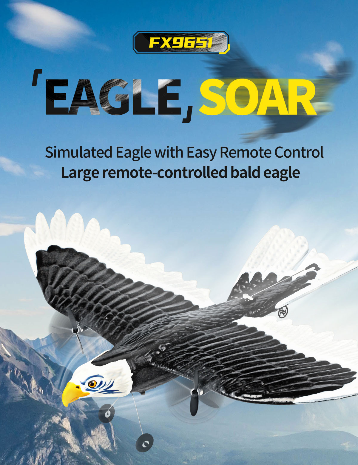 Features RTF 3ch Epp Foam Rc Simulation Wingspan Bald Eagle 2.4g Rc Glider Airplane Toys with 14 Years up Age Range