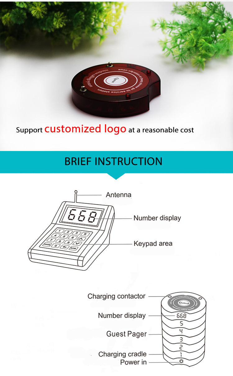 wireless guest pager system for restaurants or other queue situations