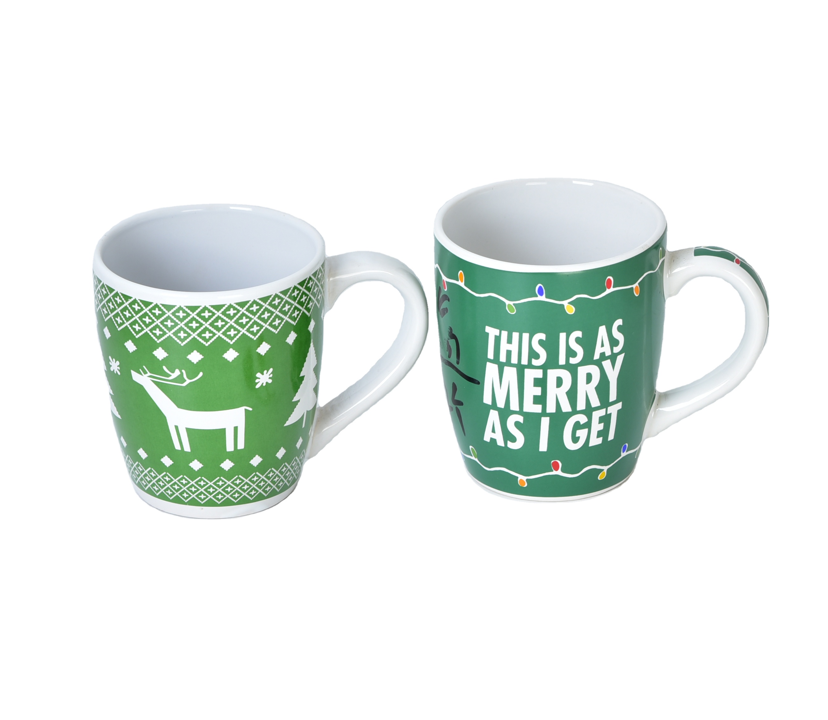 Wholesale ceramic Festive red decal Christmas mug coffee mugs