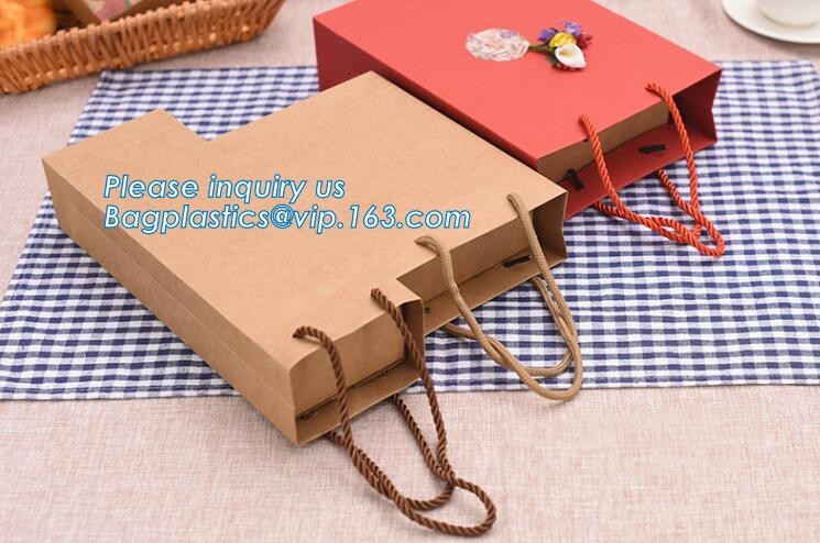 Flower carrier bag with different color customized pot plants kraft paper bag with handle,stamping logo fancy paper flow
