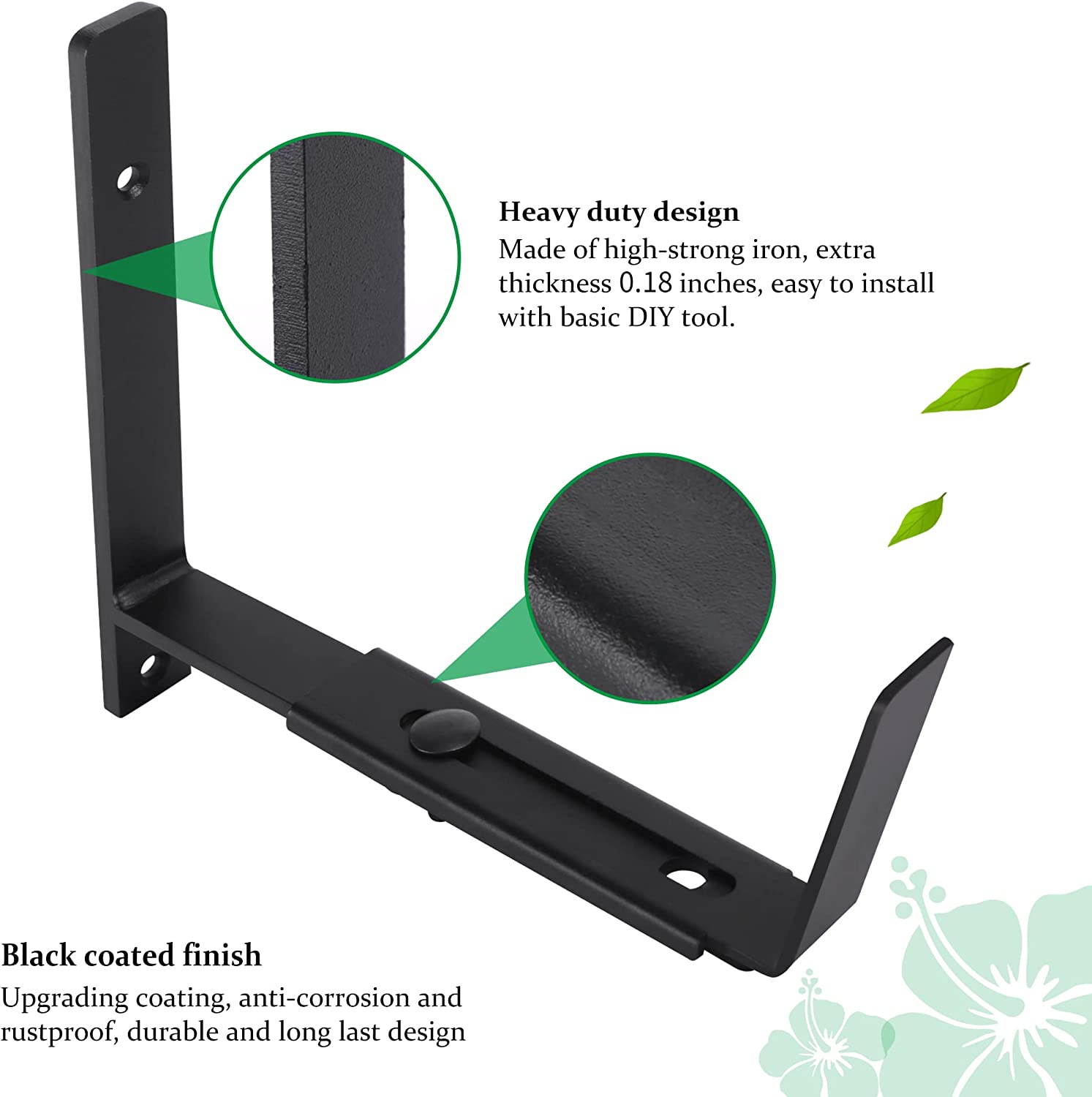 Standard Adjustable Planter Box Bracket 6 to 12 Inches for Window Boxes and Planters