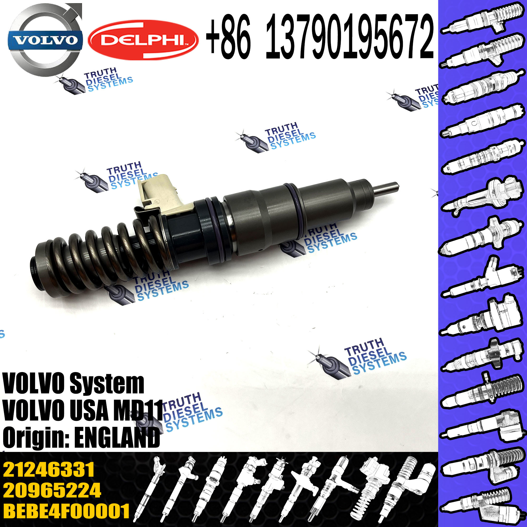 Direct Sale Diesel Fuel Injector 21246331 21028628 BEBE4F00102 For VOL MD11 US07