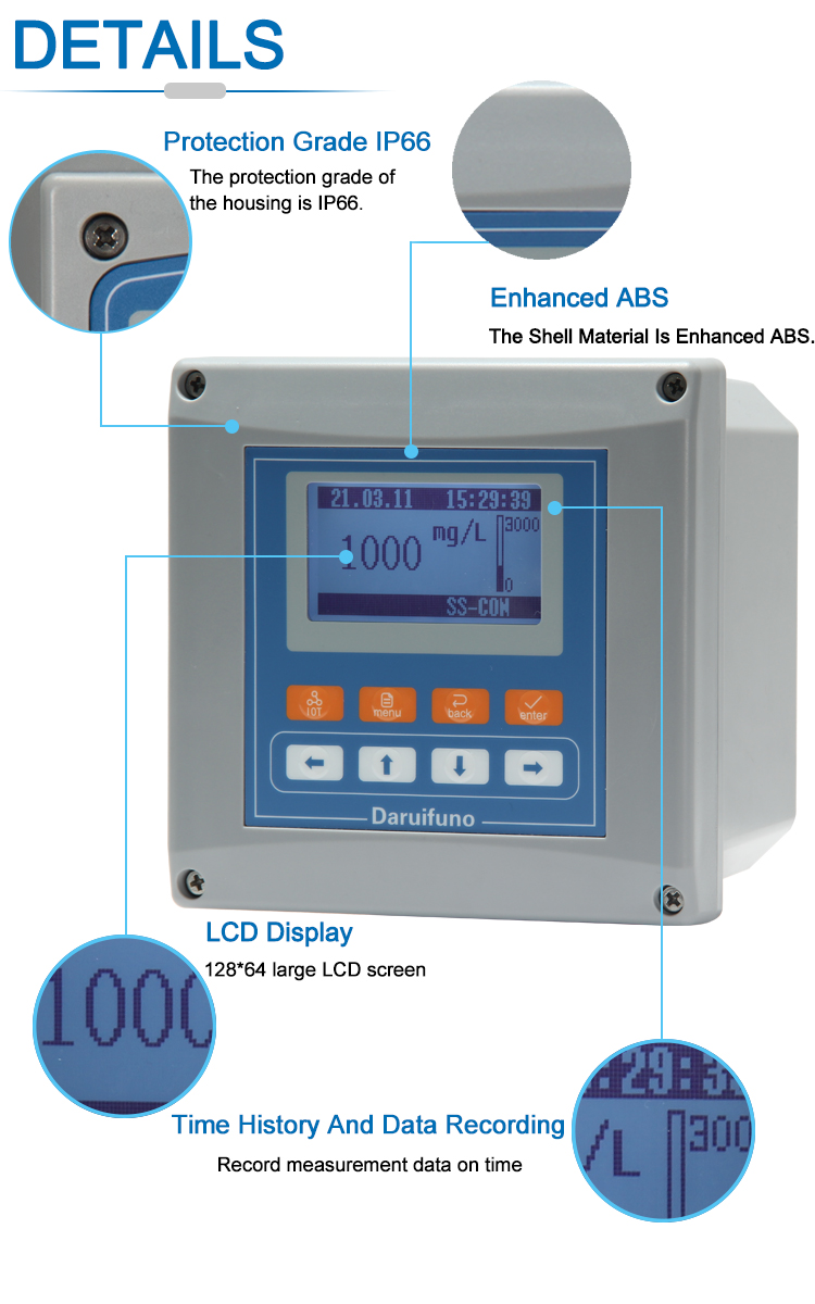 Online 100～240VAC Suspended Solids Controller For Wastewater Treatment Monitoring