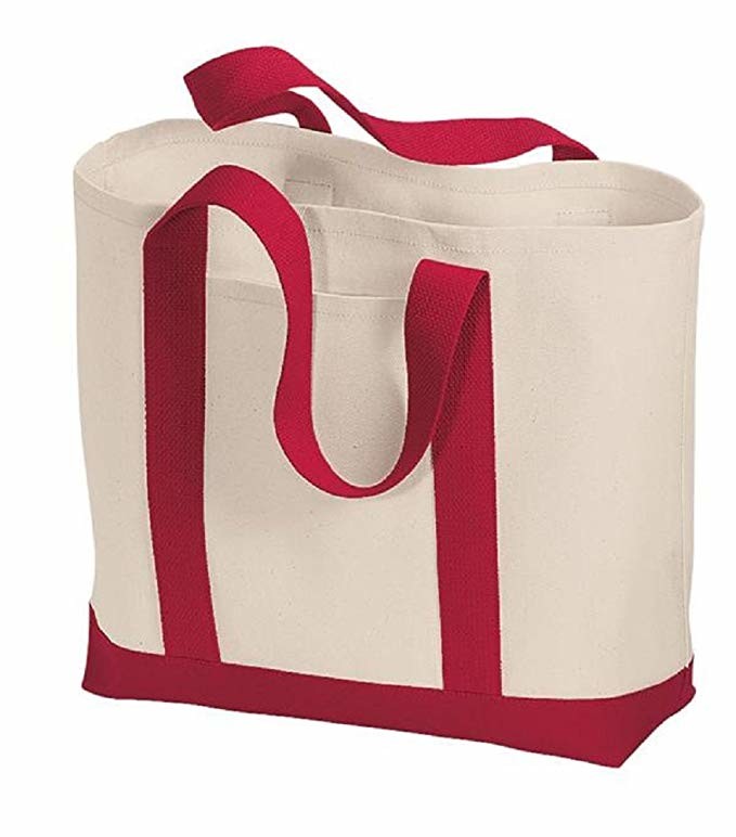 Stylish Two Tone Custom Printed Tote Bags For School Shopping Reusable