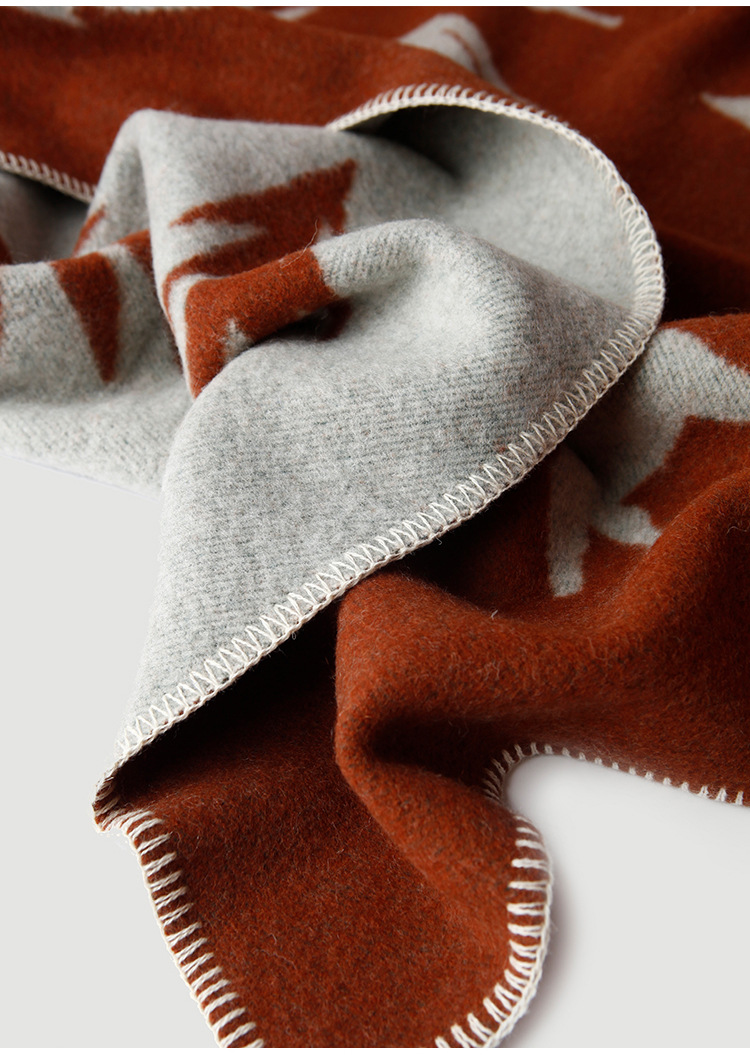 Printed Cashmere Wool Knitted Jacquard Throw Blanket for Home Travel Sofa and Picnic