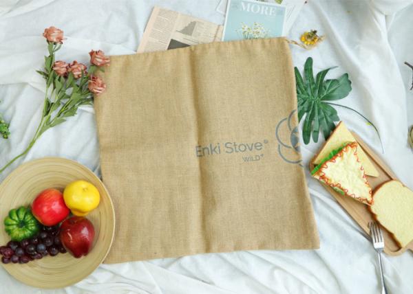 Soft Natural Linen Gift Bag With Green Lining Multifunctional Double Layer