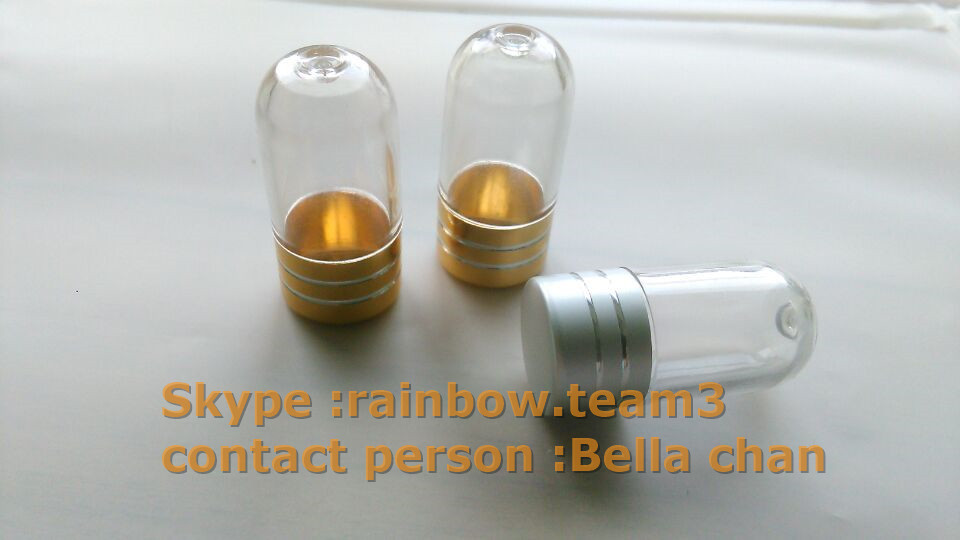 Empty plastic bottle for pill and capsules / Male enhancement pills bullet bottle with metal cap