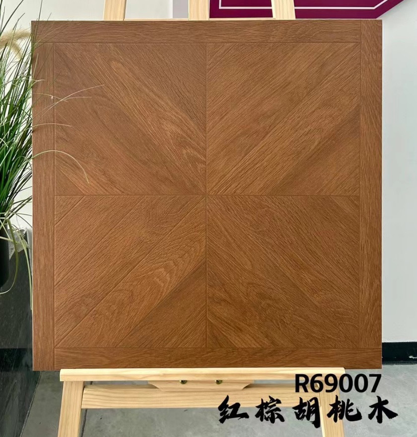 Brown 600x600mm Antibacterial Floor Tiles And Wooden Ceramic Tile for balcony design