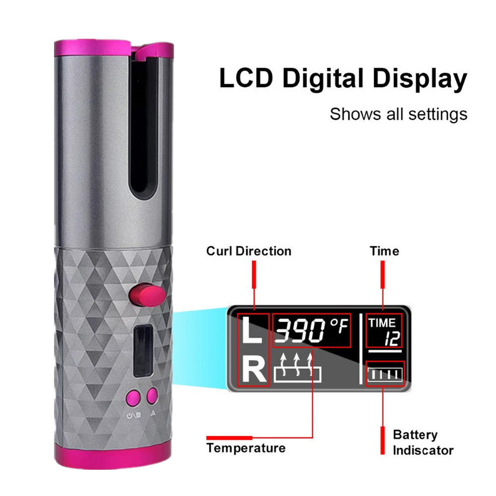Cordless Auto Hair Curler USB Rechargeable Hair Curler For Women