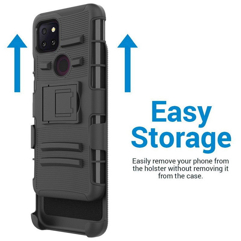 Shockproof 3 In 1 Phone Case , Heavy Duty Rugged Case Anti Slip Kickstand Belt Clip