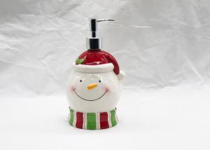  Snowman Christmas Soap Dispenser , Cute Ceramic Lotion Dispenser Pump Manufactures