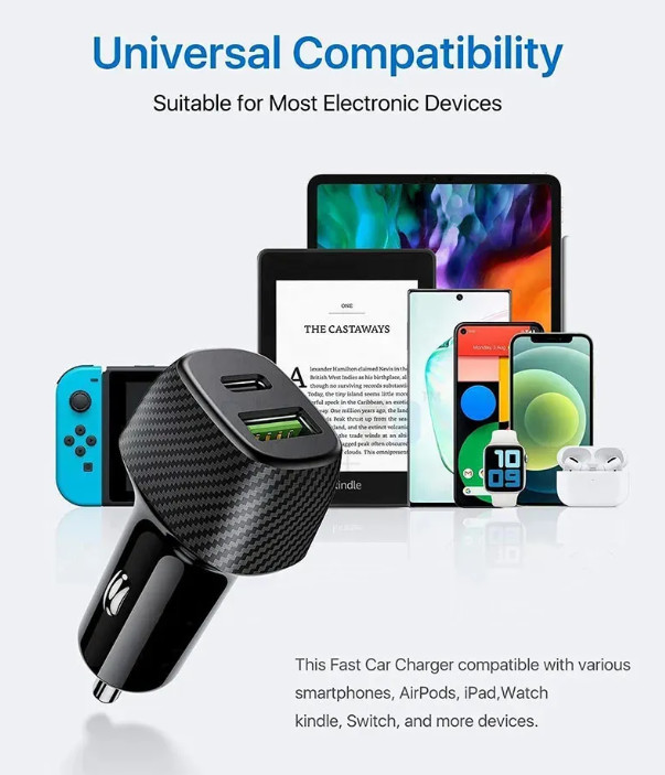 2025 LX Brand PD 18W Single Dual Ports Type C USB A 20W QC Car Fast Charging Charger Aluminum Alloy