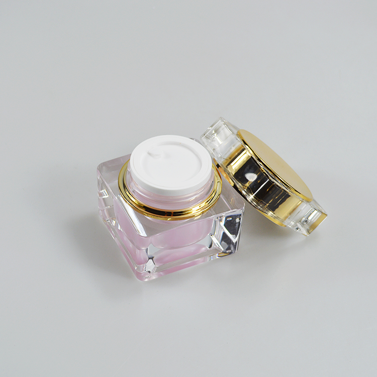 30g Square Container Pink Acrylic Cream Jar Plastic Jar for Luxury Skin Care Products