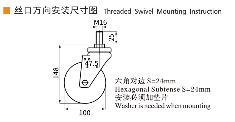 EDL Medium Duty TPU Caster 4inch 250kg Threaded by Swivel and Brake type