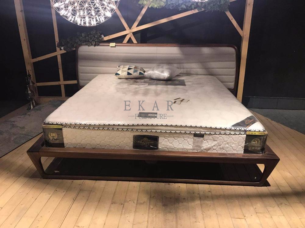 Designer Furniture Modern Leather Oak Wood Bed