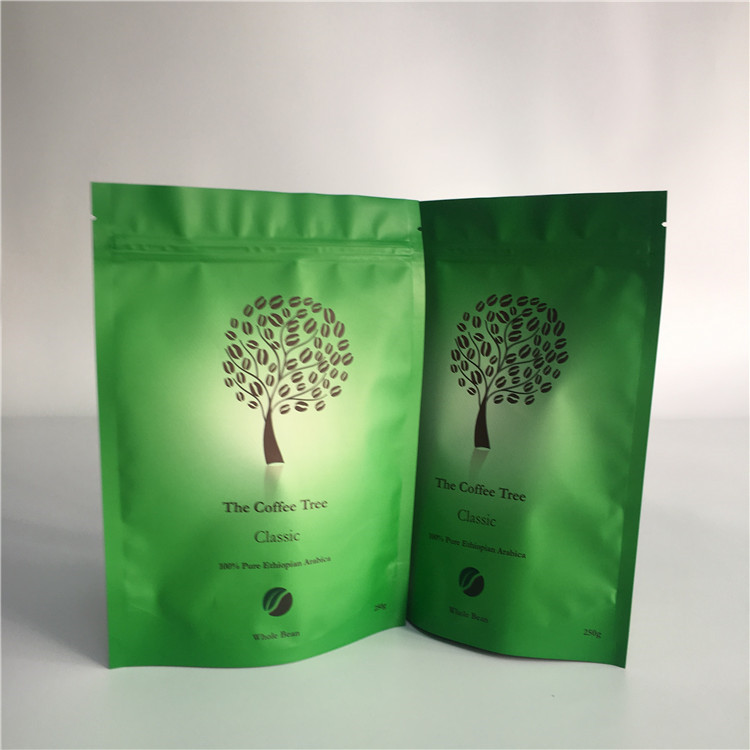 Matte Stand Up Tea Bags Packaging Plastic Zipper Coffee Bag With One Way Degassing Valve