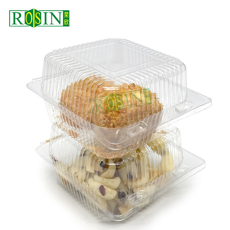 Square Hinge PET Plastic Bakery Packaging Custom Plastic Cupcake Packaging