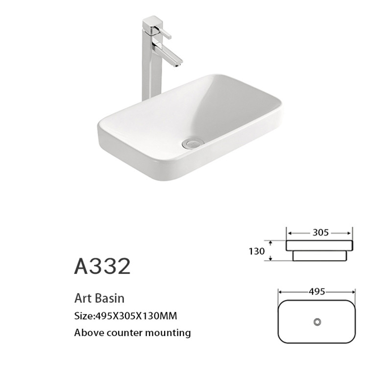 High-Temperature Firing Rectangular Table Top Wash Basin Custom Ceramic Sink