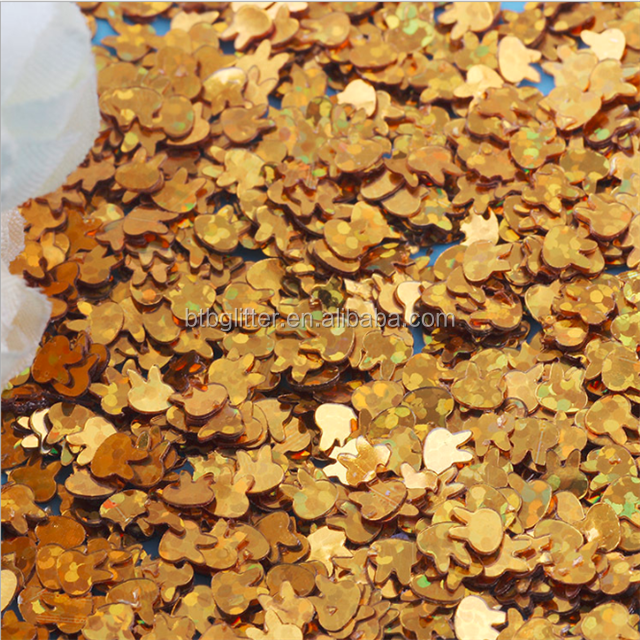 Pet Happy Year Easter Sequined 4mm Rabbit Head Ball Stuffers and Ornaments Hand DIY Accessories Fluorescent Pieces Glass