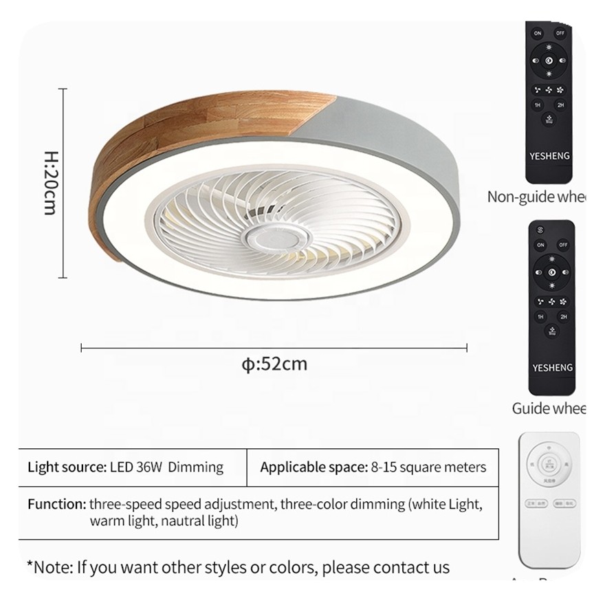 Residential Dimmable Light Ventilador De Teto Decorative Remote Control Acrylic Modern Led Wood Ceiling Fan