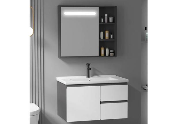 Luxury Floating Bathroom Vanity Supplier Mirror Cabinet Modern Matte White Wall