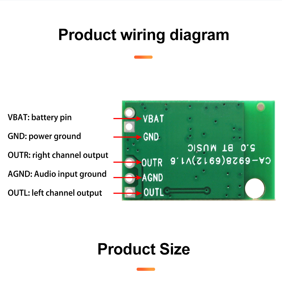 CA-6928 Dual Digital Audio Amplifier Module Board 5V BT 5.1 Sound Bluetooth Audio Module