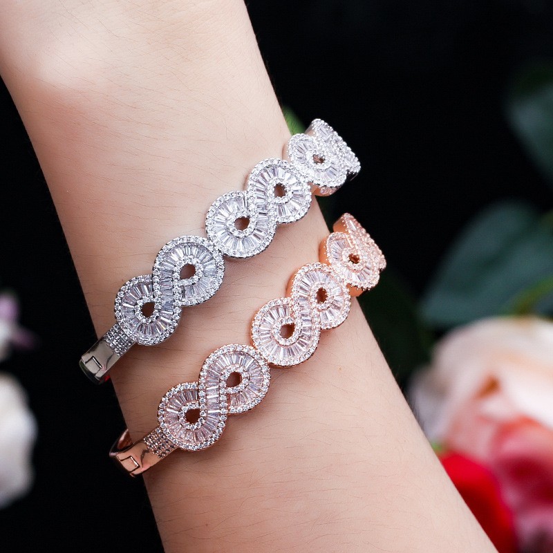 Fashion Bangle cuff Gold Filled AAAAA Cz stone Party Bracelets Bangles for women bridal Bracelet Jewelry