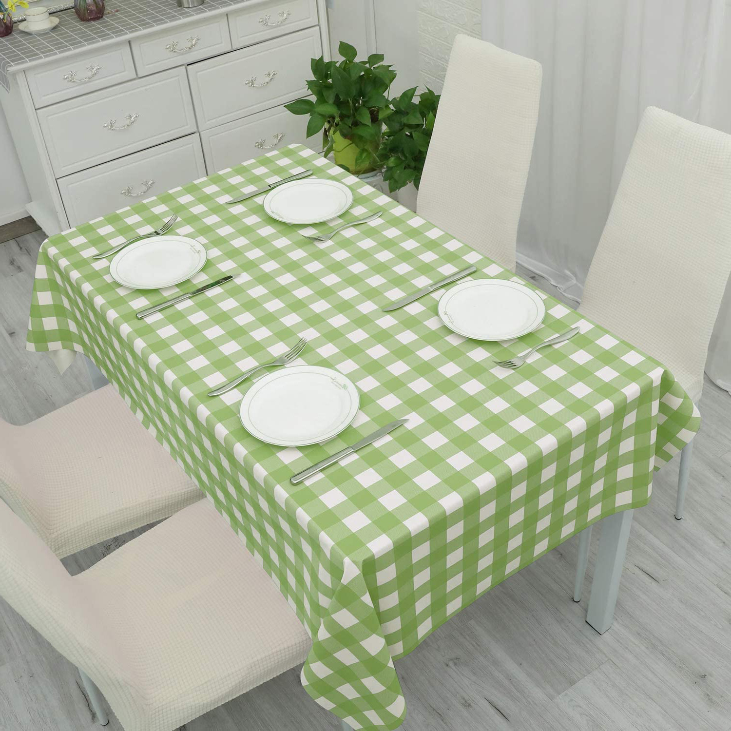 Square Green Disposable Tablecloth