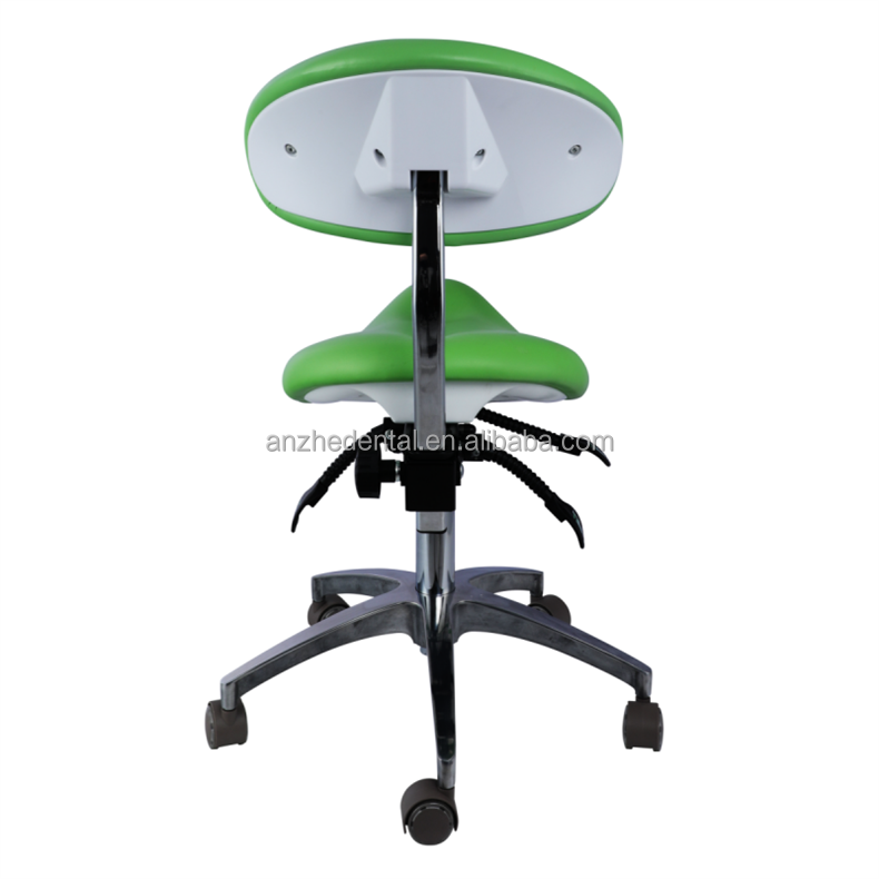 5 Universal Wheels Dentist Stool Green Color Metal Base Dentist Saddle Chair